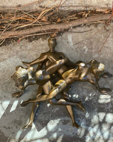 Erotická bronzová socha / soška - Sex ve třech - Trojka - 1