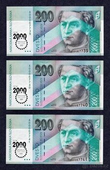 200 Sk BIMILENIUM 2000, stříbrný přetisk, UNC - POSTUPKA
