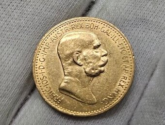 Krásná zlatá mince 10koruna 1908bz jubilejní