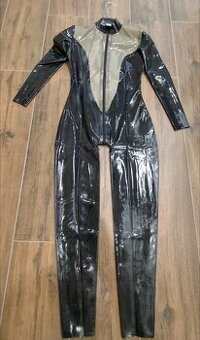 Latexovy catsuit - čierno - šedý
