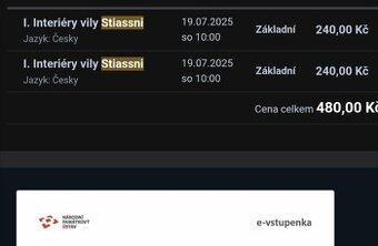 Vstupenka vila Stiassni Brno