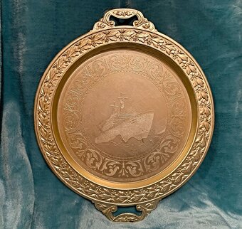 Vintage historický tác (mísa) podnos s dekorem 28 cm