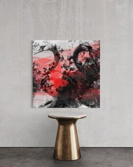 Abstraktní originální obraz - 80 x 80 cm - Labutě
