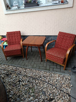 Starožitná křesla - Koželka / Kropáček + stolek