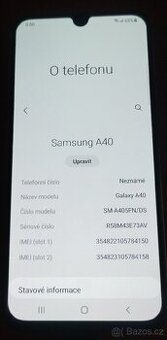 Mobilní telefon Samsung a40, jako nový