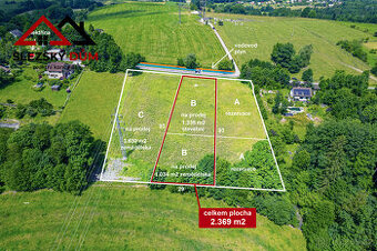 Pozemek 2.369 m² s možností výstavby RD, výhled na Beskydy, 