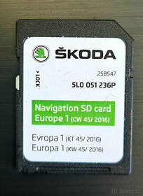 Navigase Škoda SD karta Evropa Navigation SD card Europa