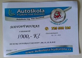 Poukaz 1000 Kč na Autoškolu Frýdlant nad Ostravicí