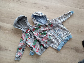Dvě mikiny na zip, velikost 98-104