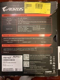 Grafická karta AORUS RTX 3080 Gaming box