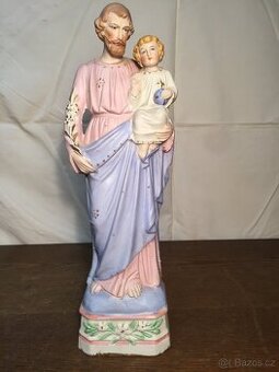 Svatý Josef Žacléř velká biskvitová socha porcelán