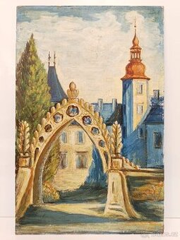 obraz Frýdlant, Jožka Seidlová 1970, olejomalba 41x27