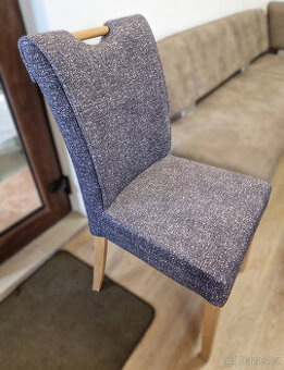 ŽIDLE šedé polstrování + madlo + masiv dub Nové