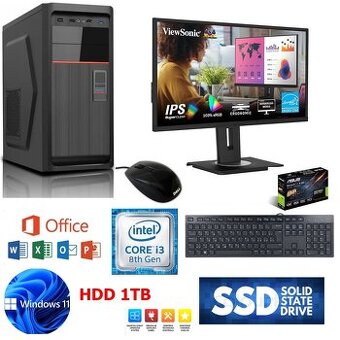 PC SET i3 8100,8GB DDR4,SSD,HDD 1TB,GTX 760,LED 24,W11,zár.
