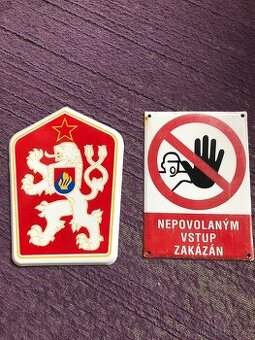 Staré smaltované cedule, státní znak ČSSR