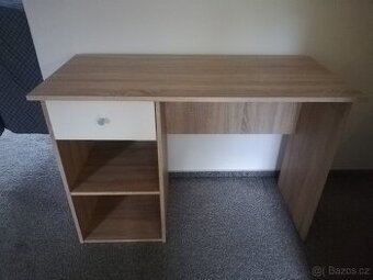 Psací stůl, dekor dub sonoma+bílá, použitý, nevyužitý,