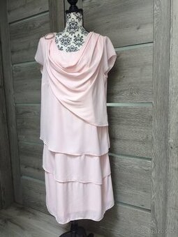 Růžové šifonové šaty vel. 48