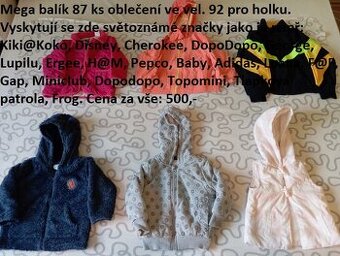 MEGA BALÍK 87 KS DÍVČÍHO OBLEČENÍ VEL.92 ZA SUPER CENU 500,