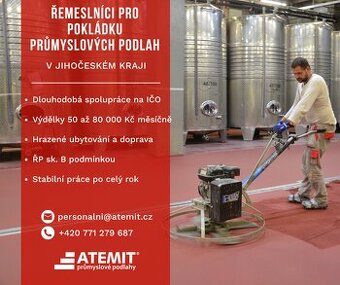 ŘEMESLNÍCI - POKLÁDKA PRŮM. PODLAH V JIHOČESKÉM KRAJI