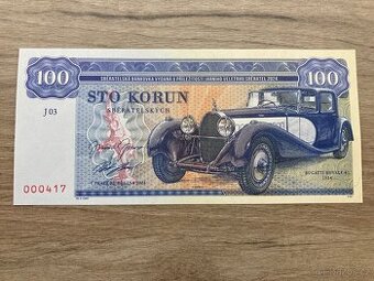 Bankovka Zapadlík Bugatti Royale 41 1934 - série J 03