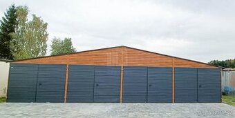 Plechová garáž 12m x 6m, sedlová střecha