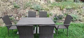 Zahradní ratanový stůl a židle REZERVACE