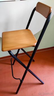 Barová židle 2 ks, skládací. Kov,dřevo