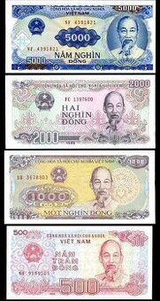 Sada 500 - 5000 dongů Vietnam 1988/1991 UNC VÝBĚR MOŽNÝ