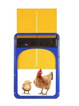 Nová automatická dvířka pro slepice - oranž - modrá