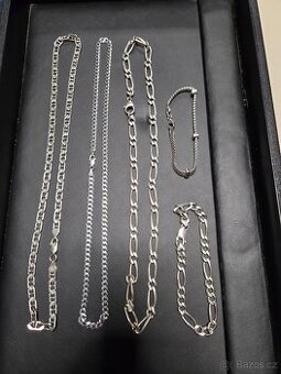Prodám stříbrné řetízky  a náramky