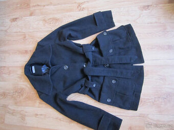 Zimní kabát s pěkným střihem, S/M/L,  černý, mini