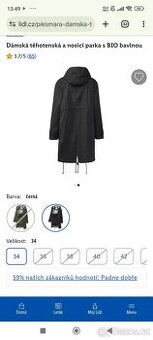 Těhotenská a nosicí parka s BIO bavlnou