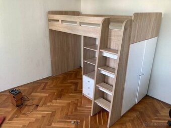 Patrová postel se skříní, včetně matrace