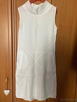 Bílé lněné šaty vel M