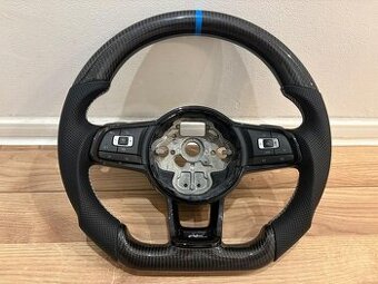 VOLANT RLINE GTD GTI KOZENY / KARBON / BIELE ŠITIE modrý LEM
