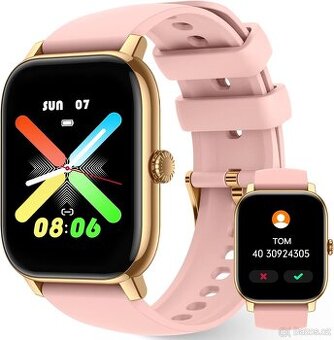 Chytré hodinky LLKBOHA P75 – 1,85" HD, volání, růžové