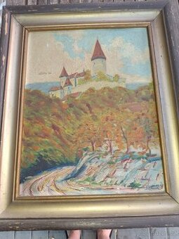 Josef Jan Hansel – Křivoklát, olej na plátně, 41×31 cm, sign