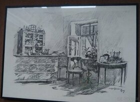 Obrazy tužkou-2 ks černě orámované