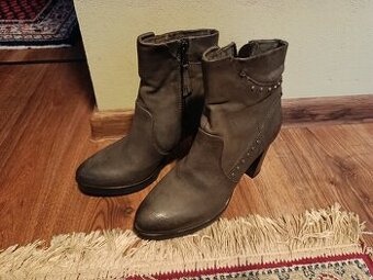 Dámské kožené kotníkové boty Baťa, šedé, vel. 39
