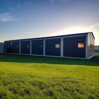 Plechová hala 7×21m – stříbrný/grafit tmavý matný