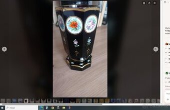 Biedermeier váza – ruční malba, zlacení, fialové jádro, 12,5