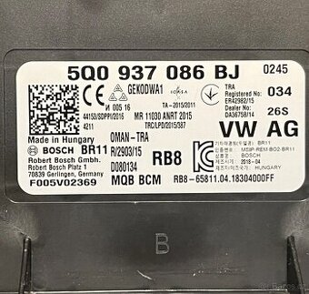 Centrální řídící jednotka BCM 5Q0937086BJ Škoda, VW