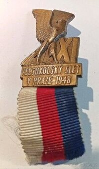 Pamětní odznak – XI. všesokolský slet v Praze 1948