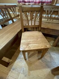 dubová masivní  lavice a 6 židlí