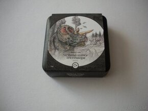Stříbrná mince Pravěký svět - Triceratops proof - 1