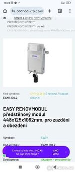 Předstěnovy modul WC pro zazdívání