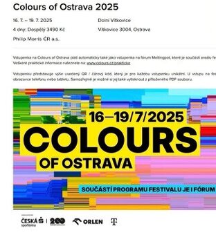 4 lístky Colours of Ostrava