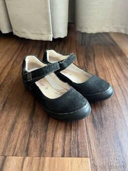 D ětské dívčí kožené černé baleríny balerínky D.D.Step