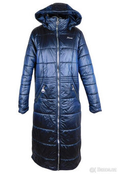 Dámský prošívaný dlouhý modrý kabát KIXMI vel. XL
