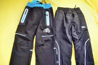 2x nové oteplené kalhoty softshellové a šusť.v.98, cena celk